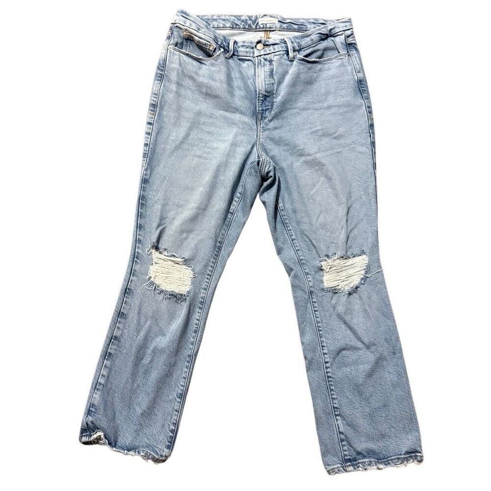 Good American distressed straight leg jeans size 15